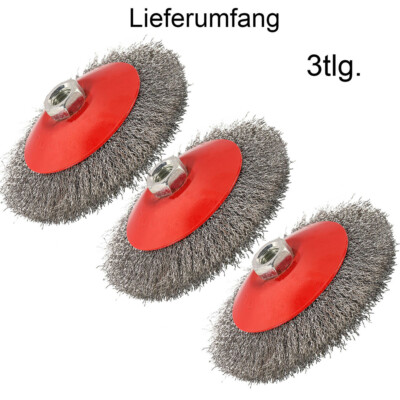 3x Kegelbürste Scheibenbürste 115mm Drahtbürste M14 Bürste Winkelschleifer NEU