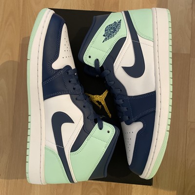 Nike Air Jordan 1 Mid Mystic Navy Mint Foam White UK 9 US 10 BNIB In Hand |  eBay