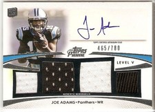 JOE ADAMS AUTOGRAPH ROOKIE QUAD JERSEY 2012 TOPPS PRIME SERIAL #/780 PANTHERS