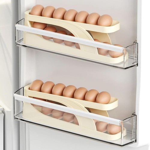 Rolldown Refrigerator Eggs Dispenser Auto Rolling Egg Holder 2 Tier Storage Rack - Picture 5 of 16