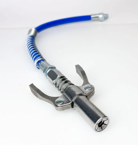 Double Handle Grease Gun Coupler Lock with 40cm Flexible Hose for Zerk Fitting - Foto 1 di 5