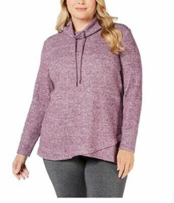 Ideology Sweatshirt Waffle Knit Gym Cowl Purple Plus Sz 2X NEW NWT 924