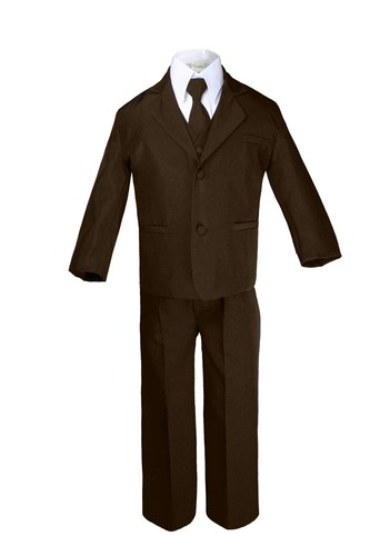 5pc Baby Toddler Boy Formal Suit Black Teal Gray Khaki Taupe White Navy Sm-20 - Picture 5 of 20