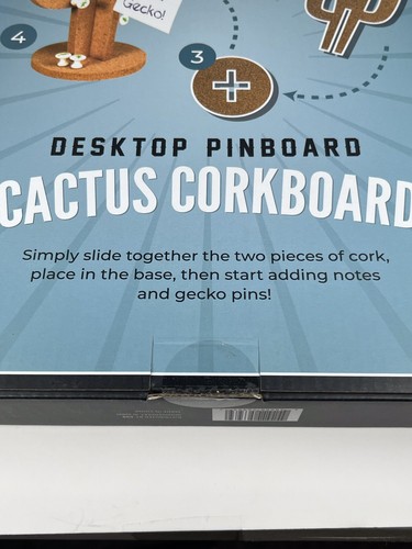 Desktop Pinboard Cactus Bulletin Cork Board Note Holder with 12 Push Gecko Pins - Picture 5 of 6