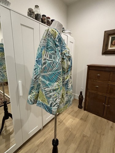 Ruby Rd. Colorful Leaf Print Full Zip Jacket 3/4 Sleeves Size 20W - Picture 2 of 5