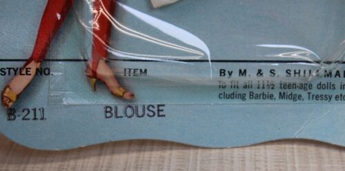 VINTAGE 1960's M & S SHILLMAN BARBIE CLONE BLOUSE B-211 NOS - Picture 4 of 5