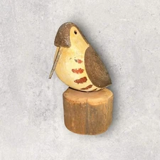 Shore Bird Hand Carved & Painted by Richard Morgan Vtg RARE 8” x 7”
