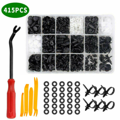 415PCS Plastic Rivets Clips Fastener Fender Bumper Push Pin W/ Free Remover Tool