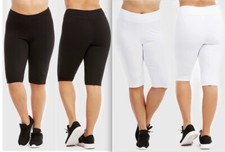 Ladies 2X 3X Plus Size Cotton Spandex Yoga Workout Long Bike Shorts Leggings