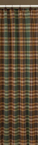 Wood River Brown Green Plaid Rustic Country Home Cotton Shower Curtain - 第 1/1 張圖片