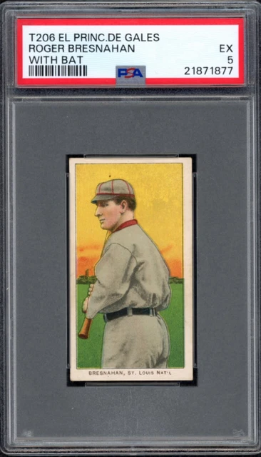 1909-11 T206 🔥 EL PRINCIPE DE GALES EPDG 🔥 Roger Bresnahan mit Fledermaus HOF PSA 5