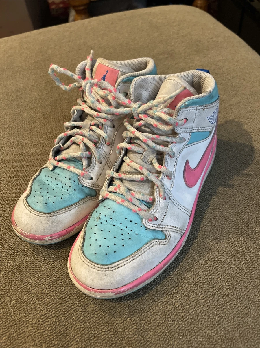 Nike Jordan 1 Mid Digital Pink Blue Shoes 640737-102 Girls Sz 2 (CC) |