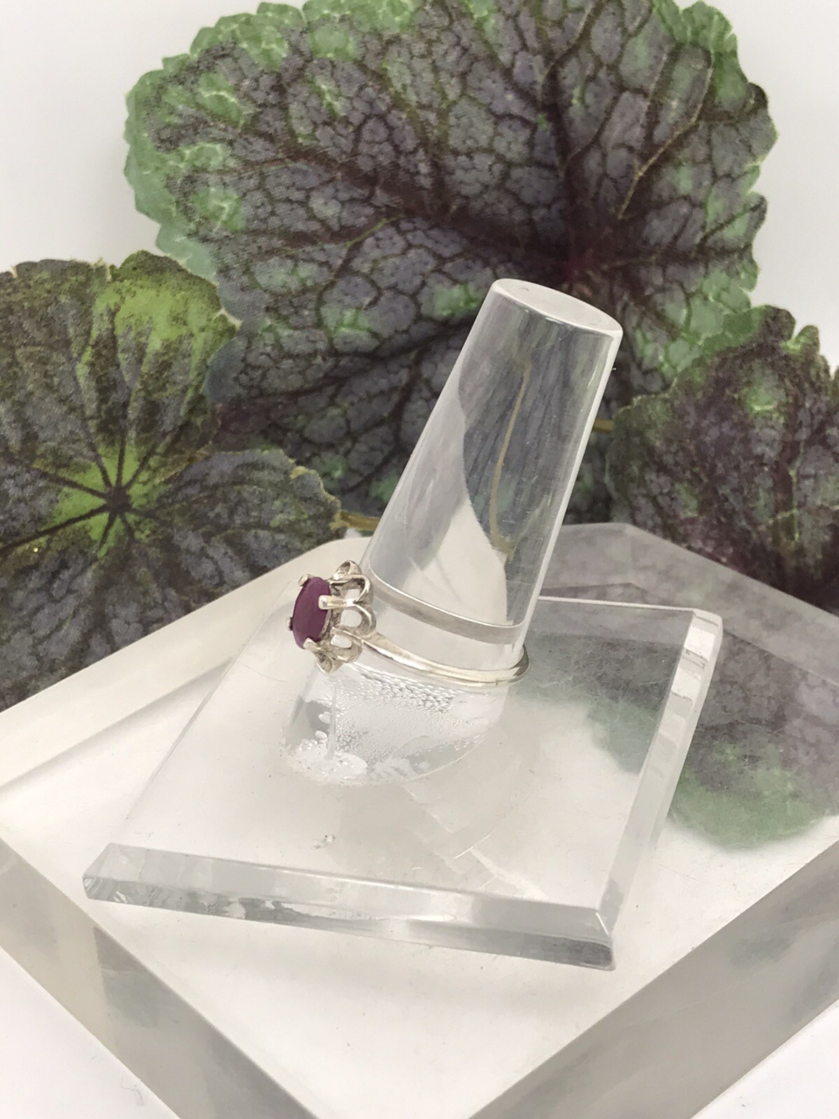 Solitaire Oval Red Ruby Flower Prong Setting 925 … - image 8