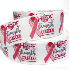 GROSGRAIN RIBBON 5/8", 7/8", 1.5"  3" Breast Cancer Awareness Courage Printed