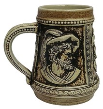 Gerz German Beer Stein Historical Portraits West Germany Tan Brown 