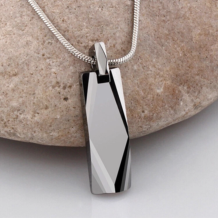 Colgante cuboide geométrico collar de moda colgante plata corte diamante Foto 4 de 4