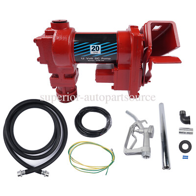 20GPM 12V Red Fuel Transfer Pump w/Nozzle Kit for Car Truck Tractor Diesel