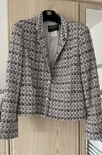 Chanel Black White And Silver Ladies Blazer Size 14 