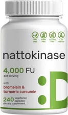 Nattokinase 4000 FU per Serving, 240 Veggie Cas Bromelain/Turmeric Curcumin