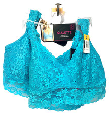 NO BOUNDARIES Bralette M LOT OF 2 Turquoise Blue Lace Convertible Removable Pads