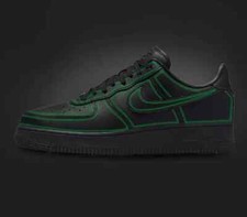 Custom Nike Air Force 1 Black Shoes 'Green Cartoon Outline' Mens Womens Kids