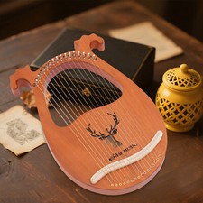 Leier Harfe Mahagoni Korpus Runder Rand Angenehmer Klang+Stimmschlüssel Saiten