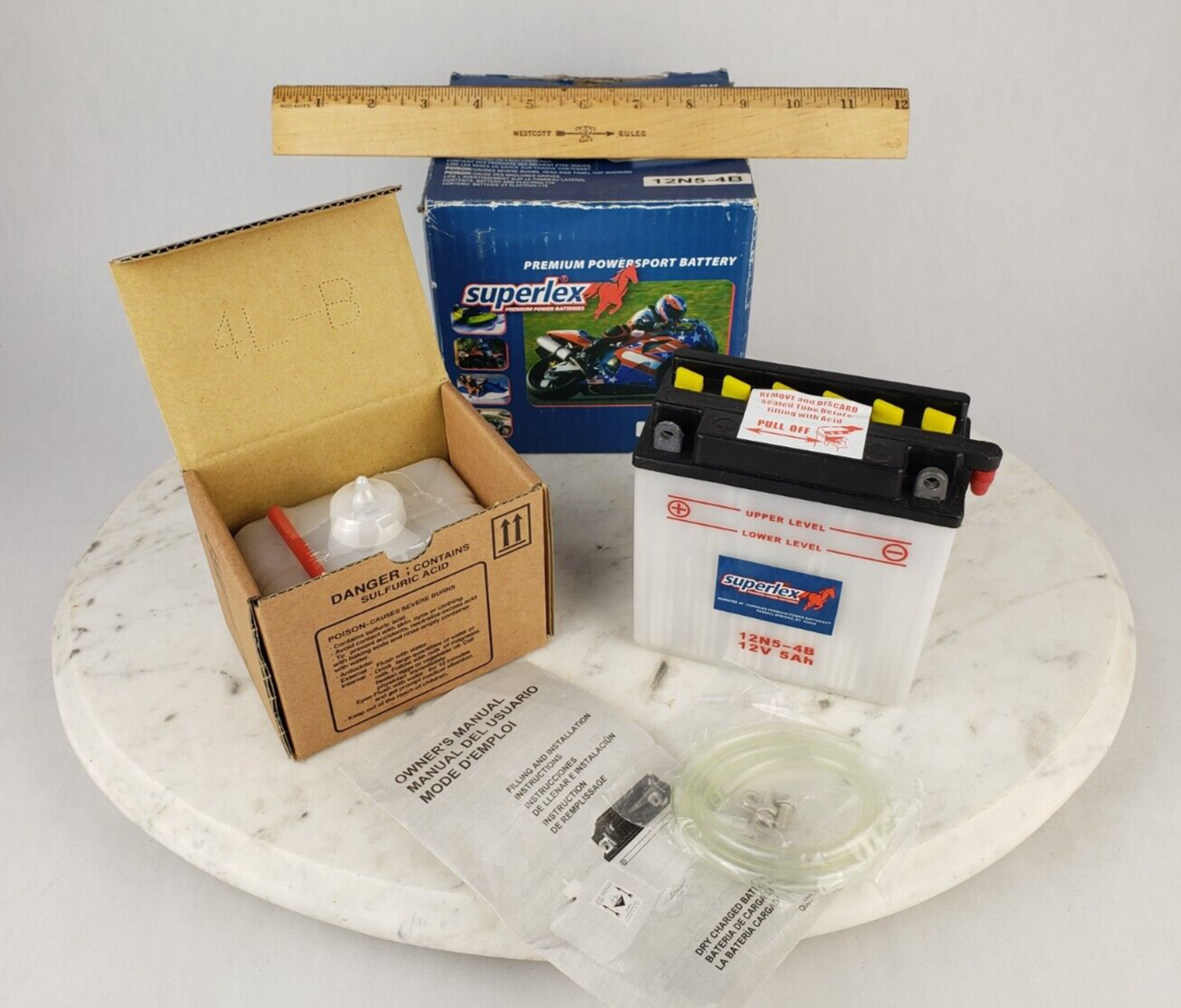 Superlex 12V Conventional Battery 12N54B Powersport Dry Charged eBay