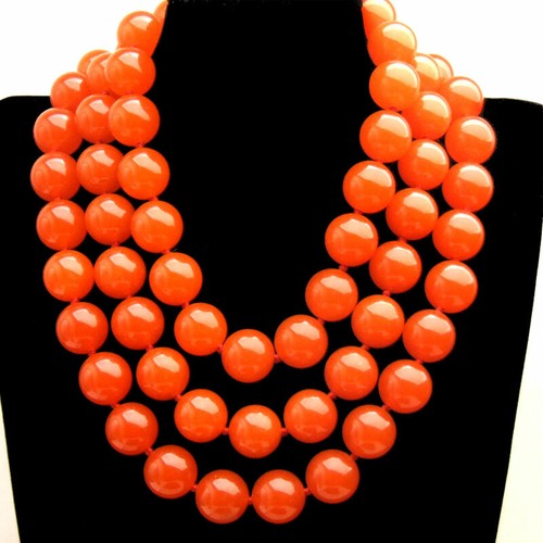 18mm Yellow Round Natural Jade Necklace for Women Stone Jewelry 3 Strands 18-23" - Picture 20 of 20