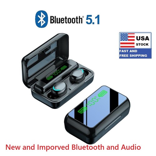 Two (2x) Bluetooth 5.1 Earphones Waterproof iPhone Samsung Android Wireless - Picture 2 of 12