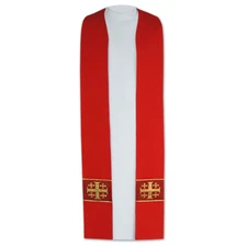 Priest stole Red with Gold Jerusalem Cross