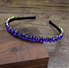 LUXURY HANDMADE SAPPHIRE BLUE RHINESTONE HEADBAND HAIR ACCESSORY, BRIDAL/ RACES