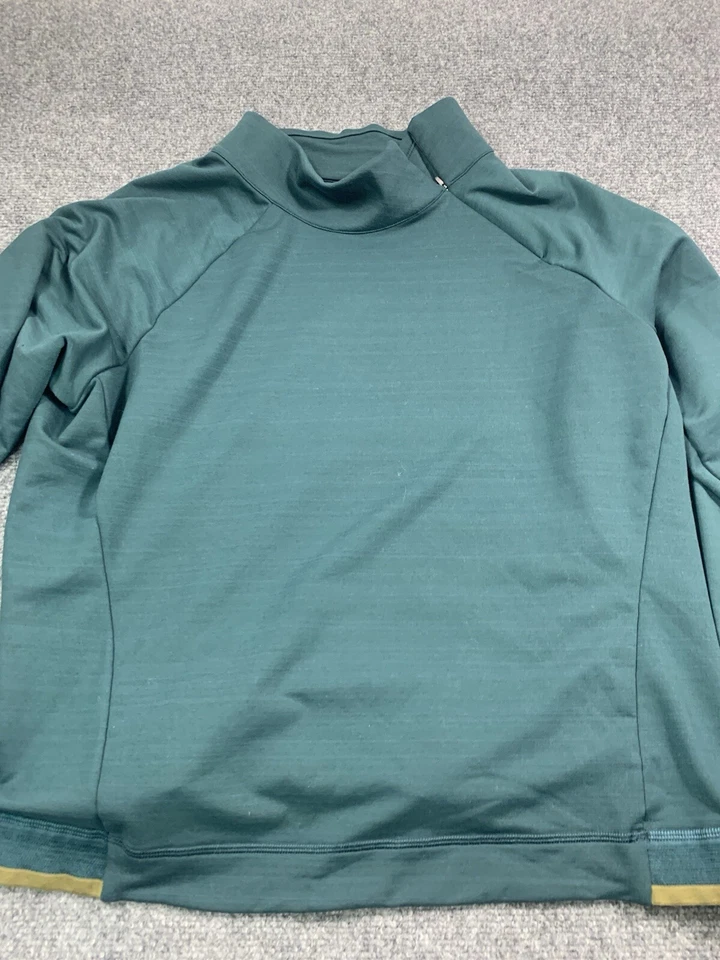 Suéter REI Mujer XL Verde Manga Larga Pullover Cuello Alto Cremallera Foto 4 de 4