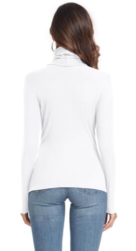 Womens Long Sleeve Turtleneck Slim Fitted Lightweight Casual Active Layer Top... - Picture 5 of 6