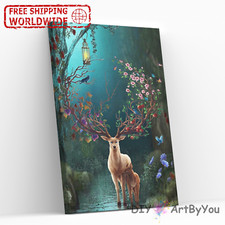 Paint By Numbers Kit Deer Animal Wall Canvas Painting Oil Acrylic Decor Home Art