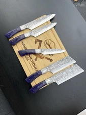 Custom Handmade Damascus Steel Chef Knife Set With Leather Bag Kitchen Knife Set