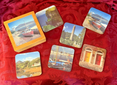 Ireland Photos Coasters with Box John Hinde Coasters with Wooden Box