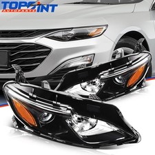 Pair LH RH For Chevrolet Malibu Headlight Assembly 1.5L 2.0L 19-21 Black Housing