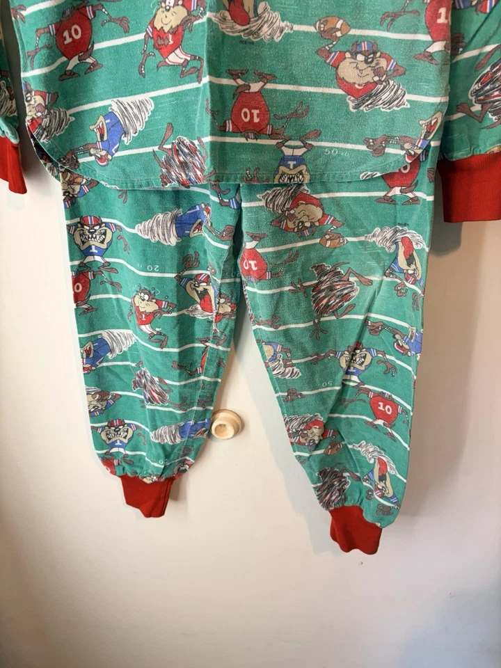Vintage Homemade Football Taz Disney Pajamas Kids Size 6/8 Tazmanian Devil - Image 3 of 4