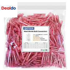 Heat Shrink Butt Wire Connectors, 200 Pcs Red 22-16 AWG Insulated Waterproof Ele