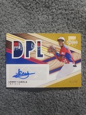 Lenny Carela 2020 Panini Elite Extra Edition Autograph Triple Patch Gold #7/10