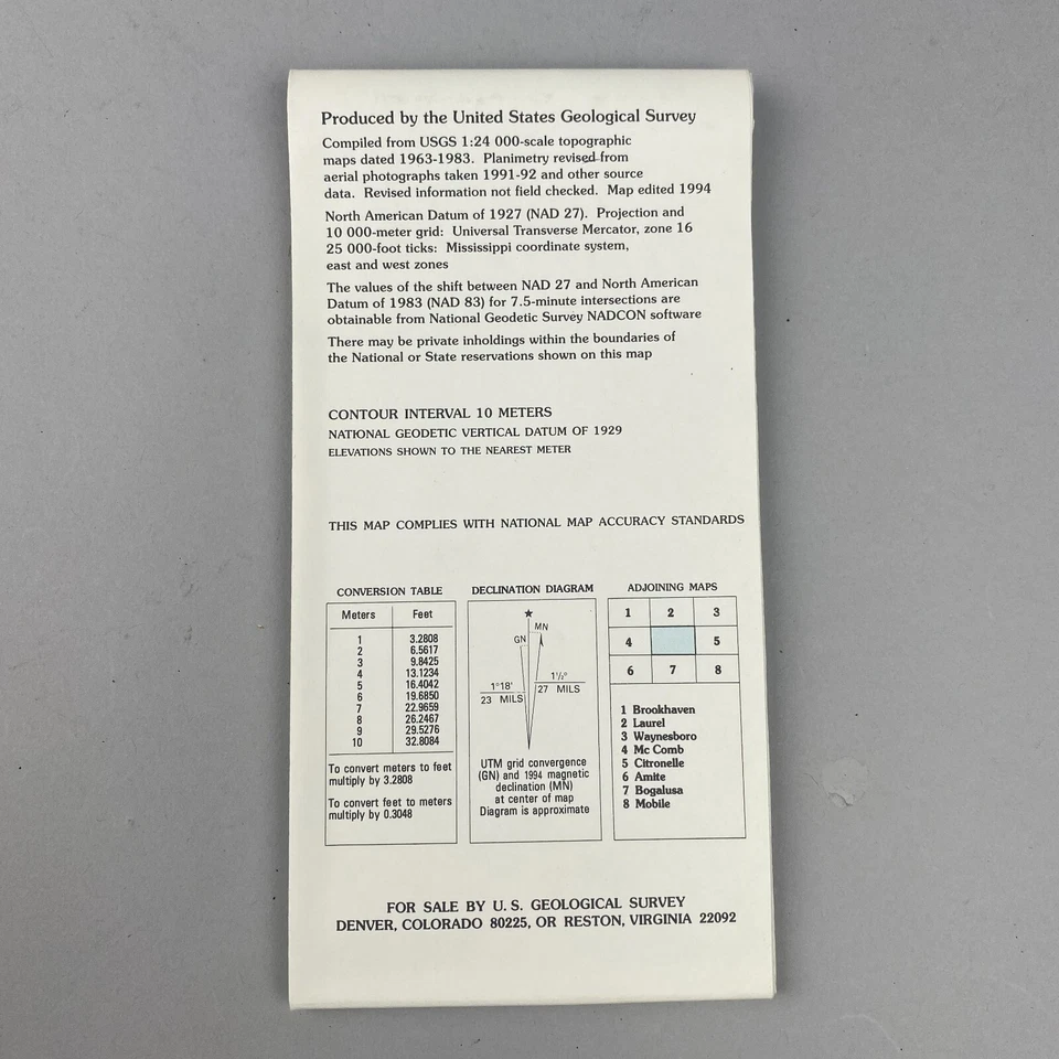 USGS Topographic Map 1994 Survey 30"x60" MS, LA Hattiesburg 31089-A1-TM-100 - Image 2 of 4