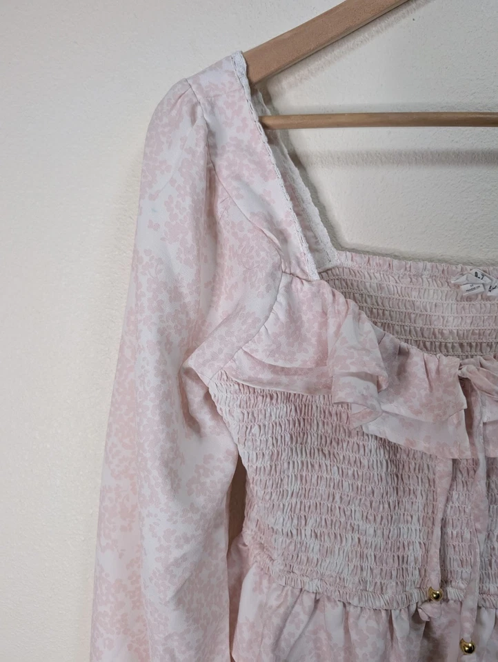 Top Babydoll Vintage Estilo Y2K Rosa Volantes Floral Cottagecore Lechera Campesina Foto 3 de 4