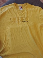 Vintage 90s Tommy Hilfiger Denim Jeans Yellow Embossed Spellout T Shirt Large