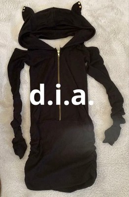 D.I.A. Hoodie Katzenohren schwarz Pullover gebraucht 15 Jahre Stern Stickerei...