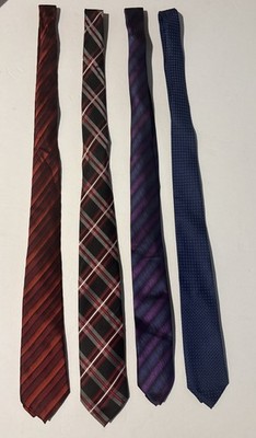 Lot Of 4 Ties Red, Purple And Blue Color Combination 58-60  Pre-Owned