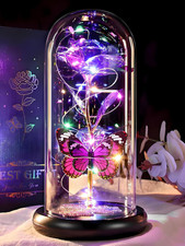 Christmas Birthday Gifts for Women Purple Rose Eternal Flower Light Up Rose in G