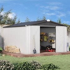 10' x 14' Waterproof Metal Outdoor Storage Shed, Large Heavy Duty, Garden