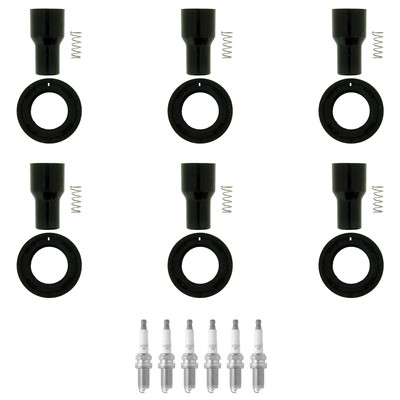 NGK 6 V-Power Spark Plugs 6 Coil Boots Kit for 4Runner FJ Cruiser Tundra 4.0L V6