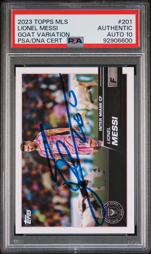2023 TOPPS MLS GOAT VAR #201 LIONEL MESSI PSA AUTHENTIC AUTO 10