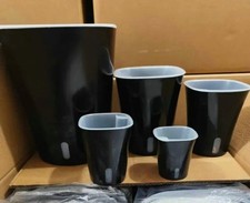Glossy Black Self Watering Plant Pots with Clear Inner | Multiple Sizes